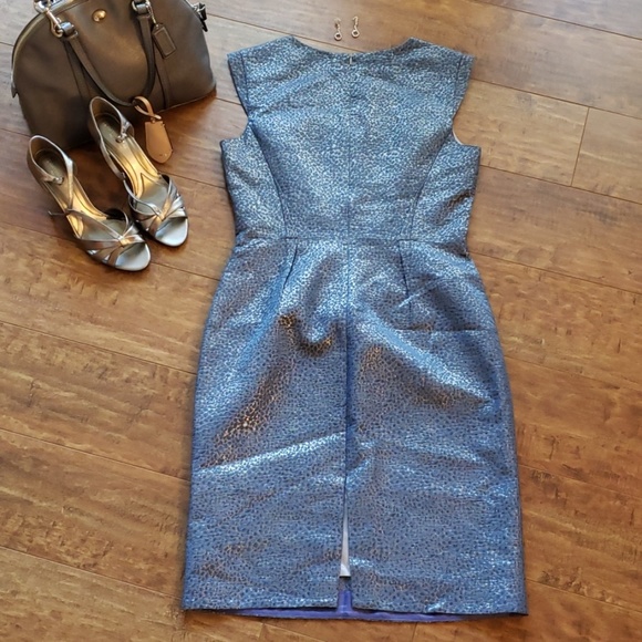 Tahari silver and blue sheath dress - Picture 5 of 8